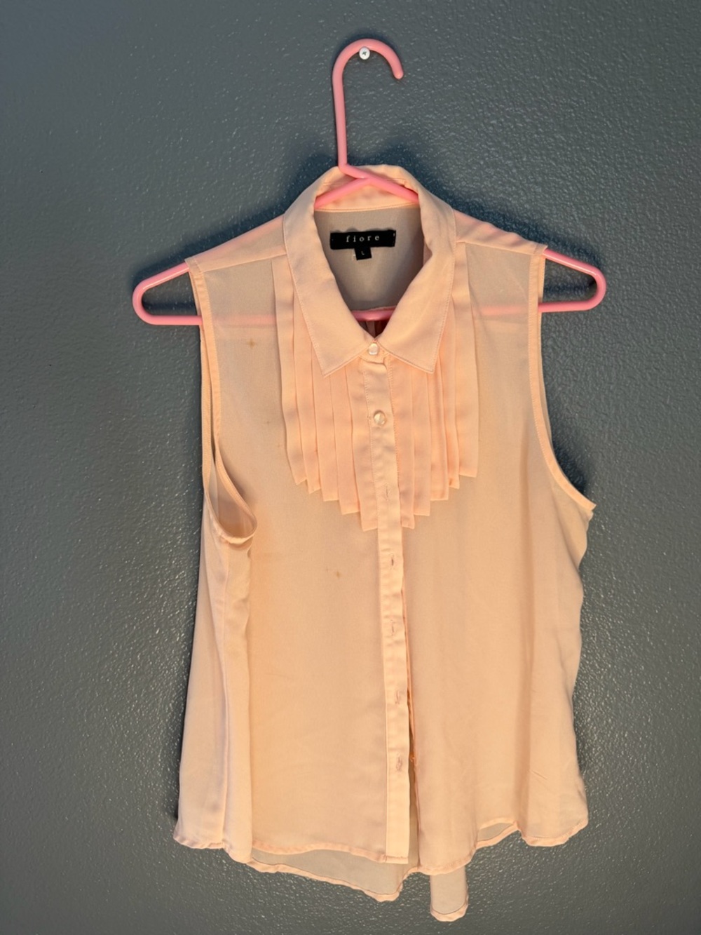 Blush Pink Sleeveless Pleated Front Blouse